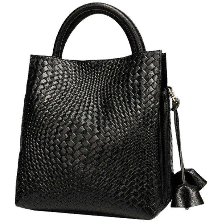 Genuine Leather Women&#039;s Bag New Arrival Large Capacity Handbag Women&#039;s Elegant Hand Carrying Shoulder Woven Pattern Women&#039;s Bag